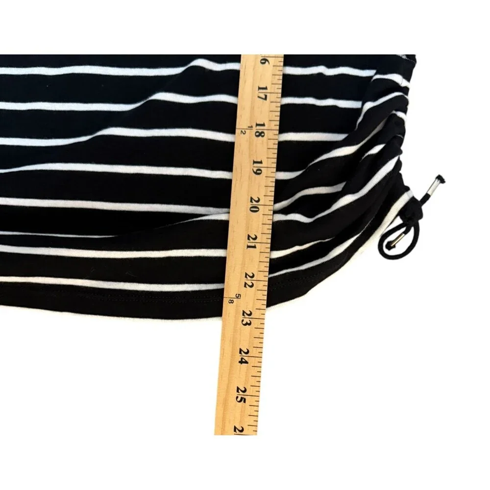 Chaps Women's 3/4 Sleeve Crewneck Boatneck Black White Stripe‎ Cotton Size Large